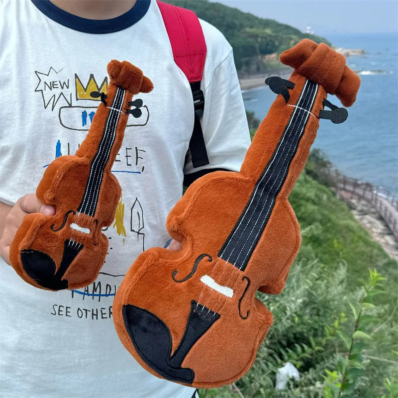 Brown and Cream Plush Violin Toy