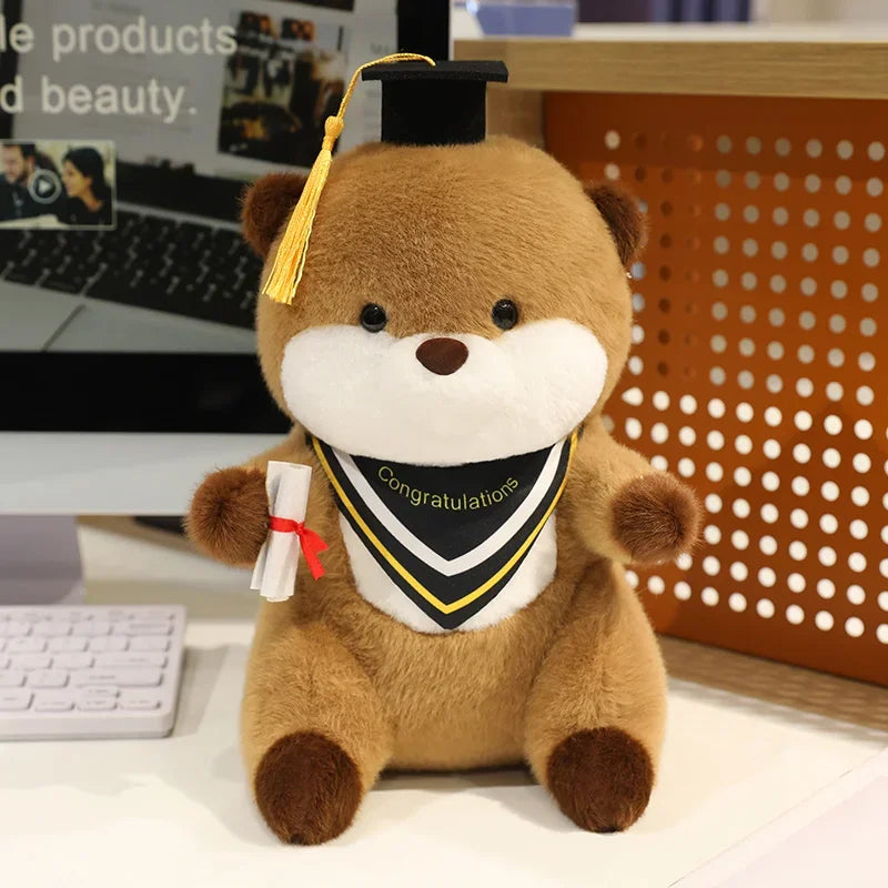 Brown Plush Graduation Bear with Cap and Diploma