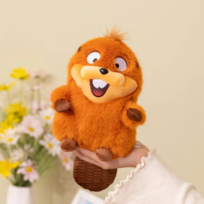Cartoon Beaver Plush Pair with Crown