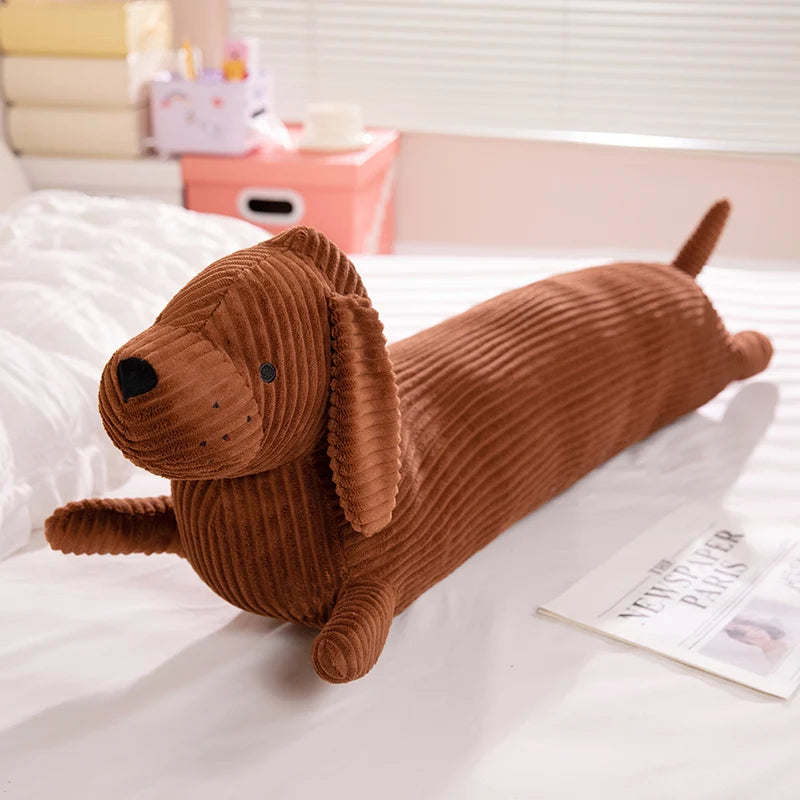 Brown Corduroy Dachshund Body Pillow