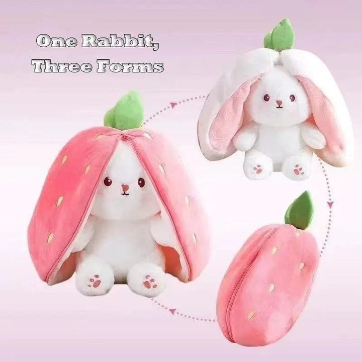 Adorable Reversible Pink Strawberry Rabbit Plush