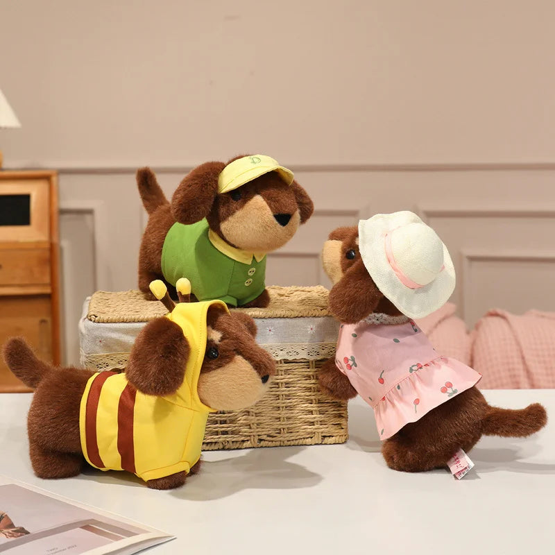 Brown Dachshund Plush in Yellow Bee Costume
