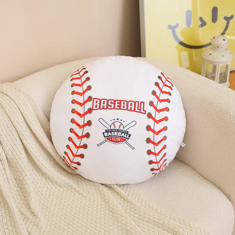 Plush White Baseball Decorative Pillow