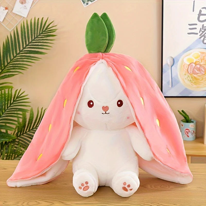 Adorable Reversible Pink Strawberry Rabbit Plush