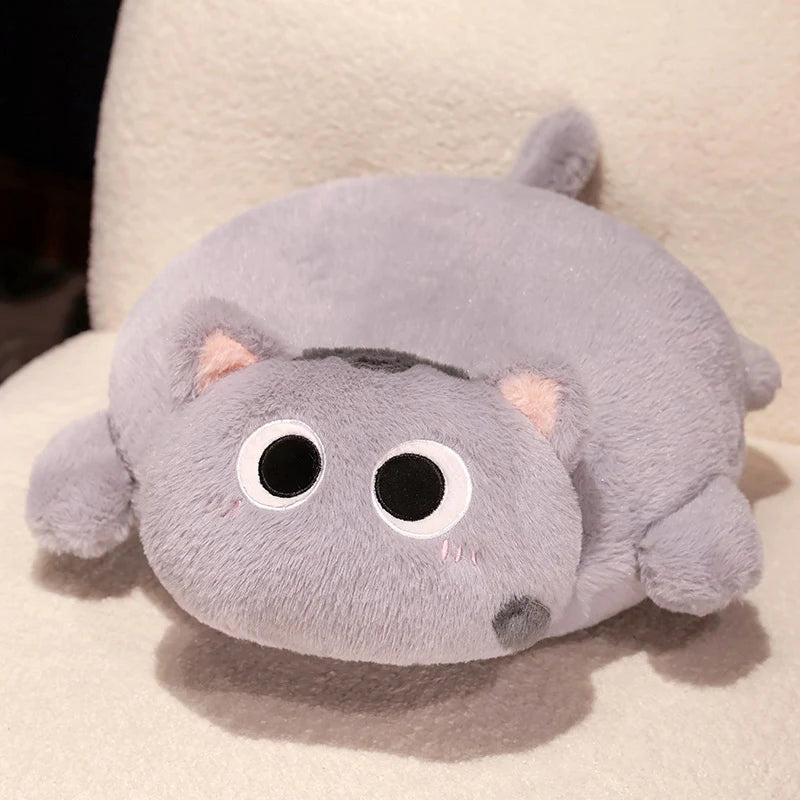 Chubby Black Mochi Cat Plush with Big Eyes