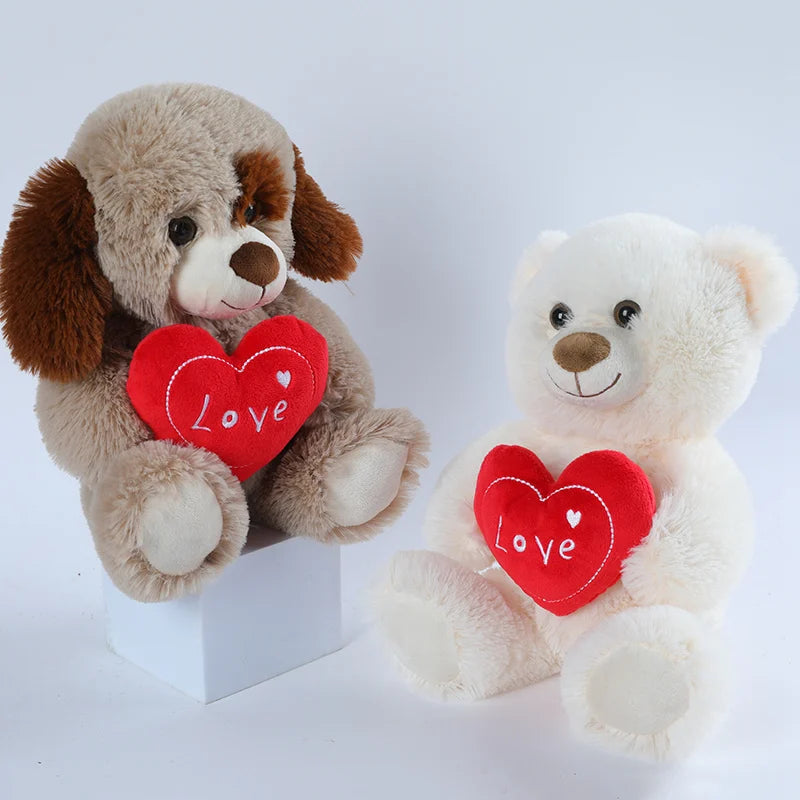 Soft Tan Plush Teddy Bear with Red 'Love' Heart