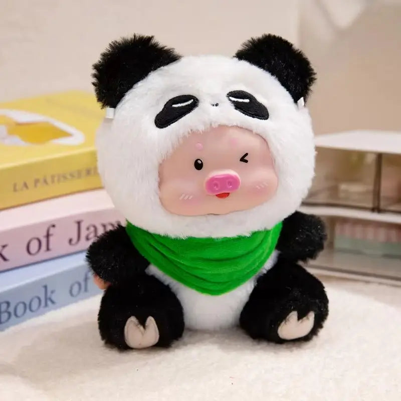 Adorable Pig Plush in Orange Giraffe Costume