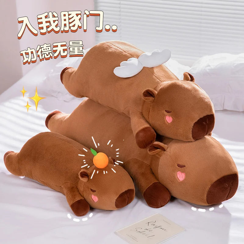 Brown Deer Plush Body Pillow with Angel Wings