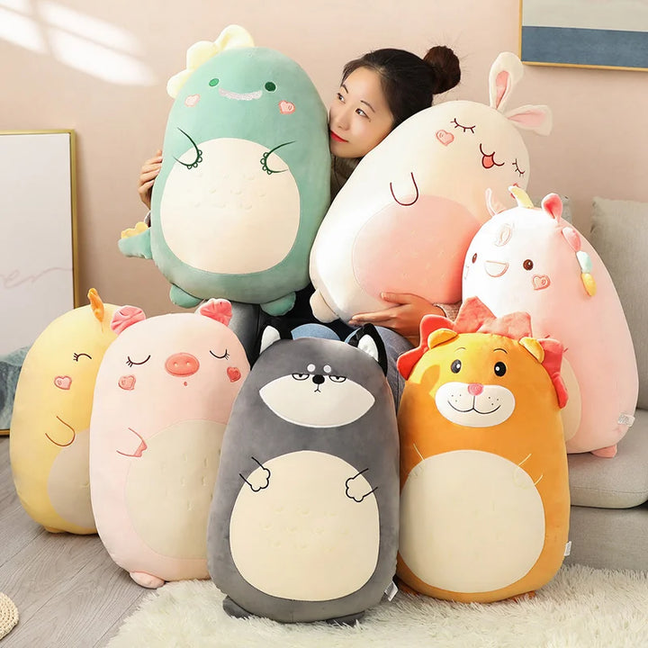 Chubby Dinosaur Plush Pillow in Mint Green