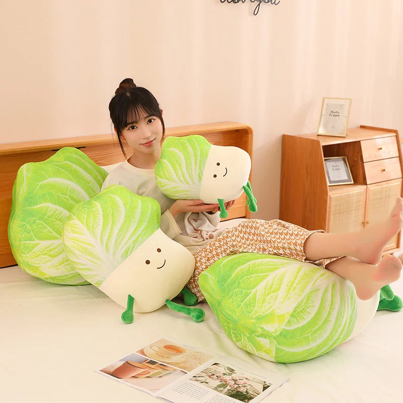 Cute Cabbage Plush Pillow with Smiling Face