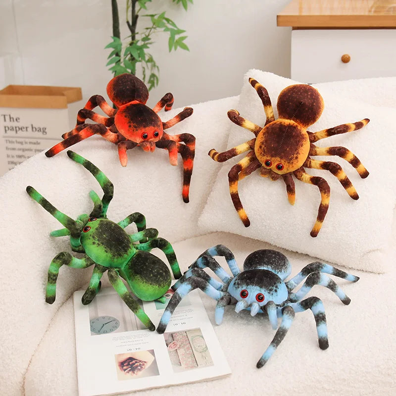 Blue Striped Plush Spider with Red Eyes