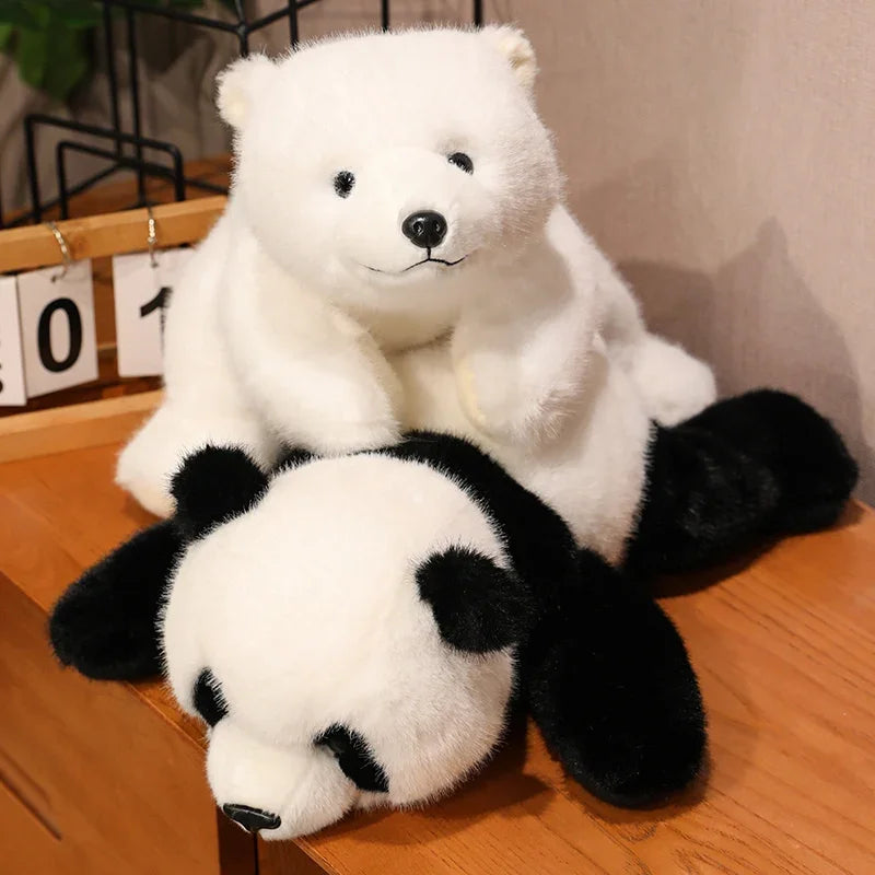 Cute Black and White Sitting Panda Plush