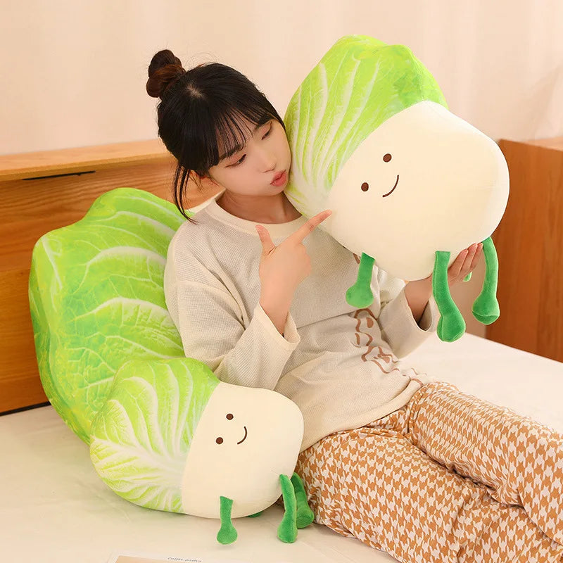 Cute Cabbage Plush Pillow with Smiling Face