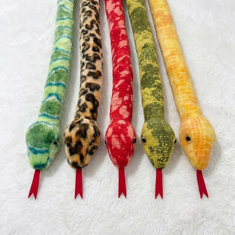 Assorted Realistic Plush Snake Toy with Forked Tongue