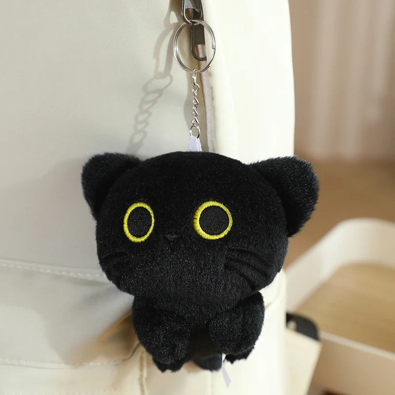 Adorable Black Cat Plush with Yellow Eyes