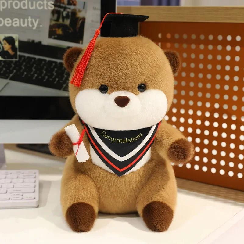 Brown Plush Graduation Bear with Cap and Diploma