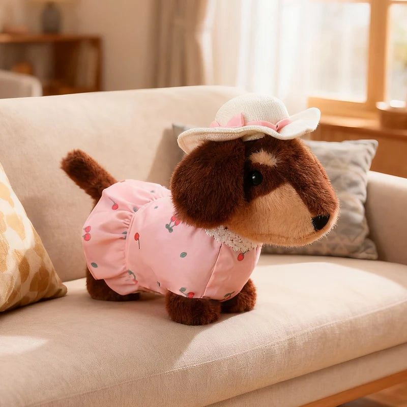 Brown Dachshund Plush in Yellow Bee Costume