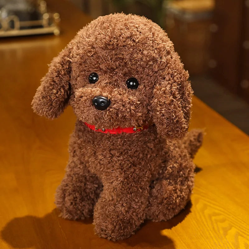 Adorable Curly Poodle Plush with Bell Collar