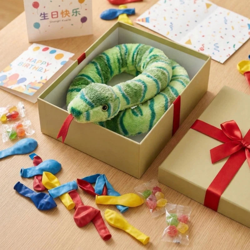Assorted Realistic Plush Snake Toy with Forked Tongue