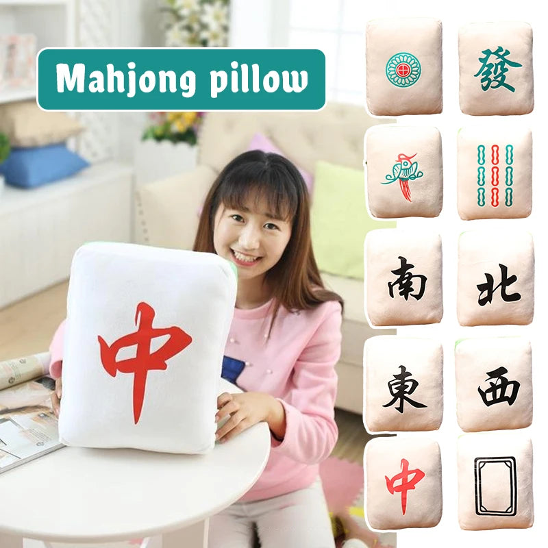 Mahjong Tile Plush Cushion with Iconic Designs