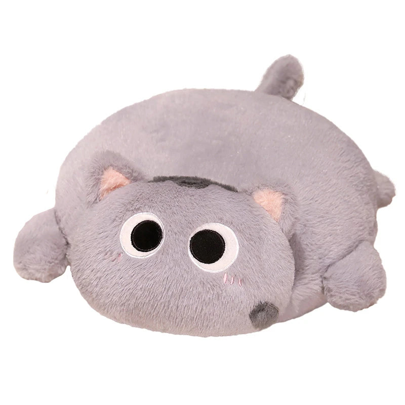 Chubby Black Mochi Cat Plush with Big Eyes