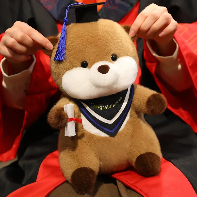 Brown Plush Graduation Bear with Cap and Diploma