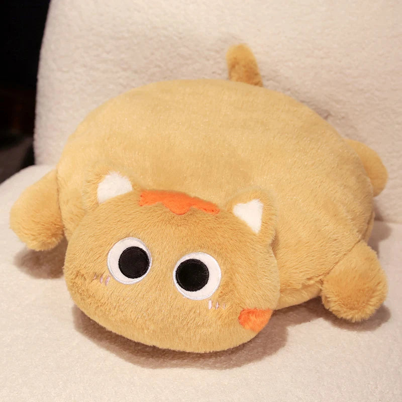 Chubby Black Mochi Cat Plush with Big Eyes