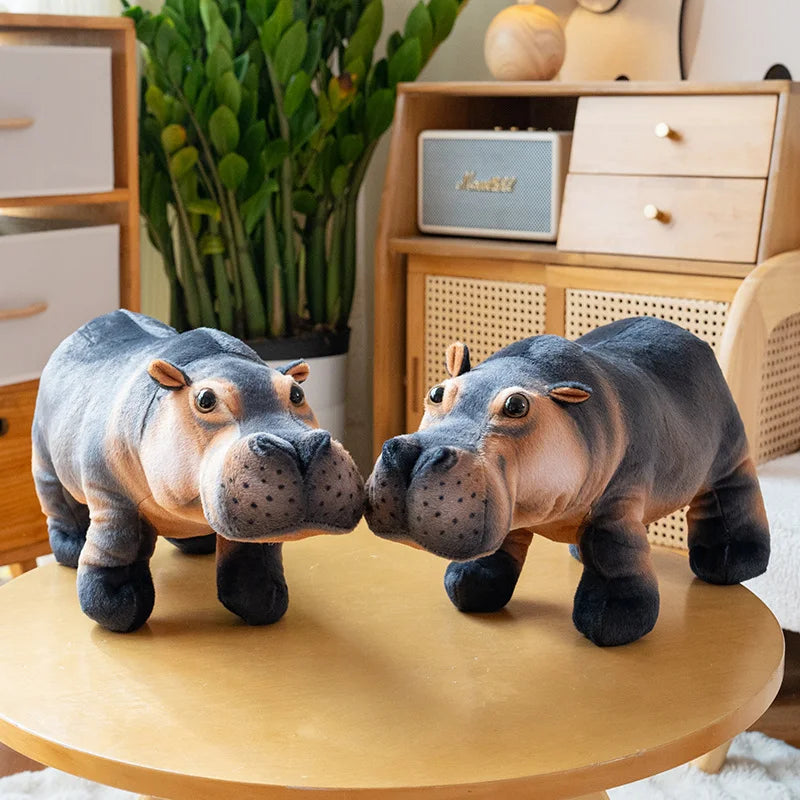Realistic Grey and Tan Hippopotamus Plush Toy