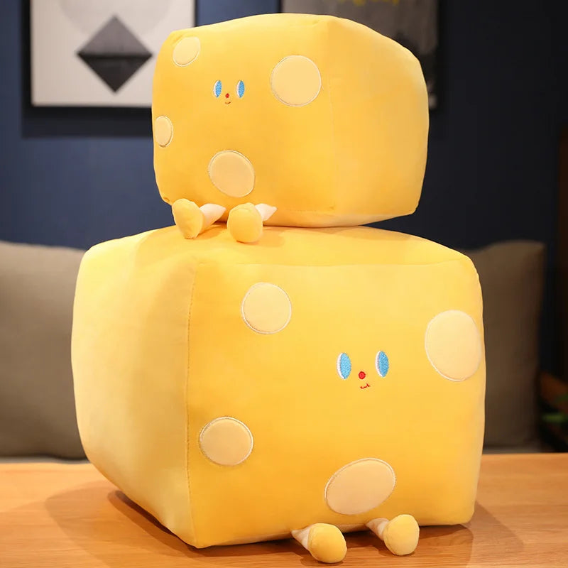Adorable Yellow Cheese Block Plush Bean Bag