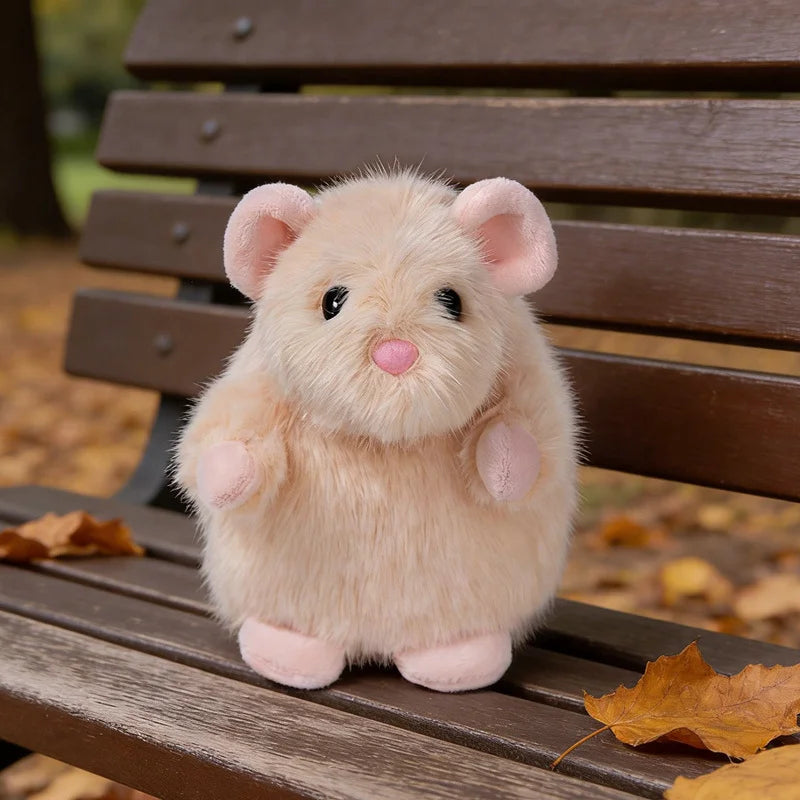 Adorable White Fuzzy Plush Mouse Toy