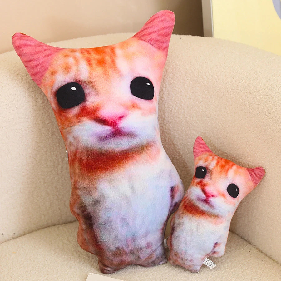 Funny Distorted Cat Face Plush Pillow