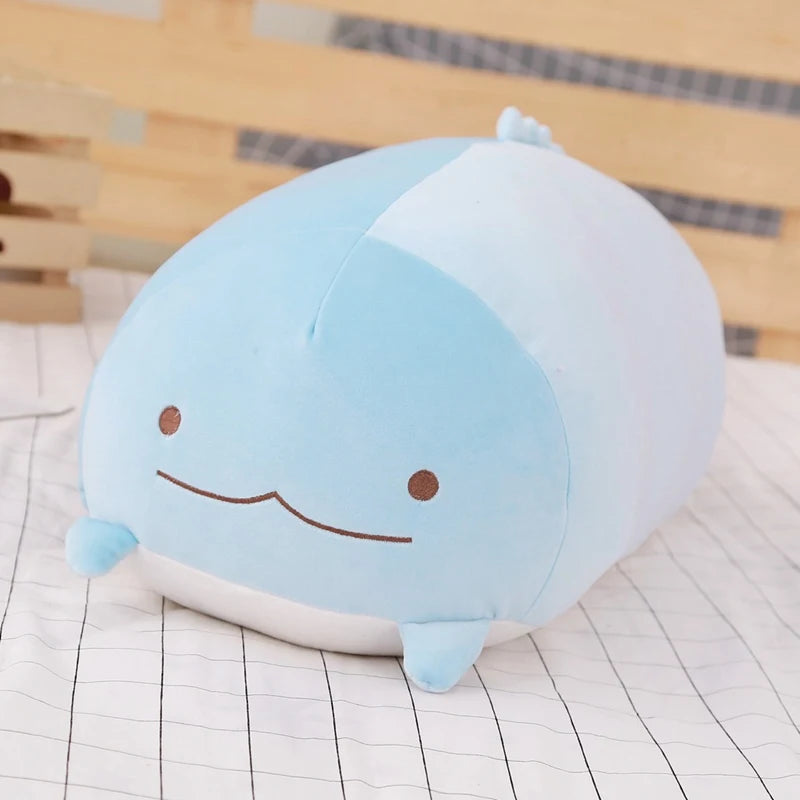 Chubby Calico Cat Plush Pillow with Smiling Face