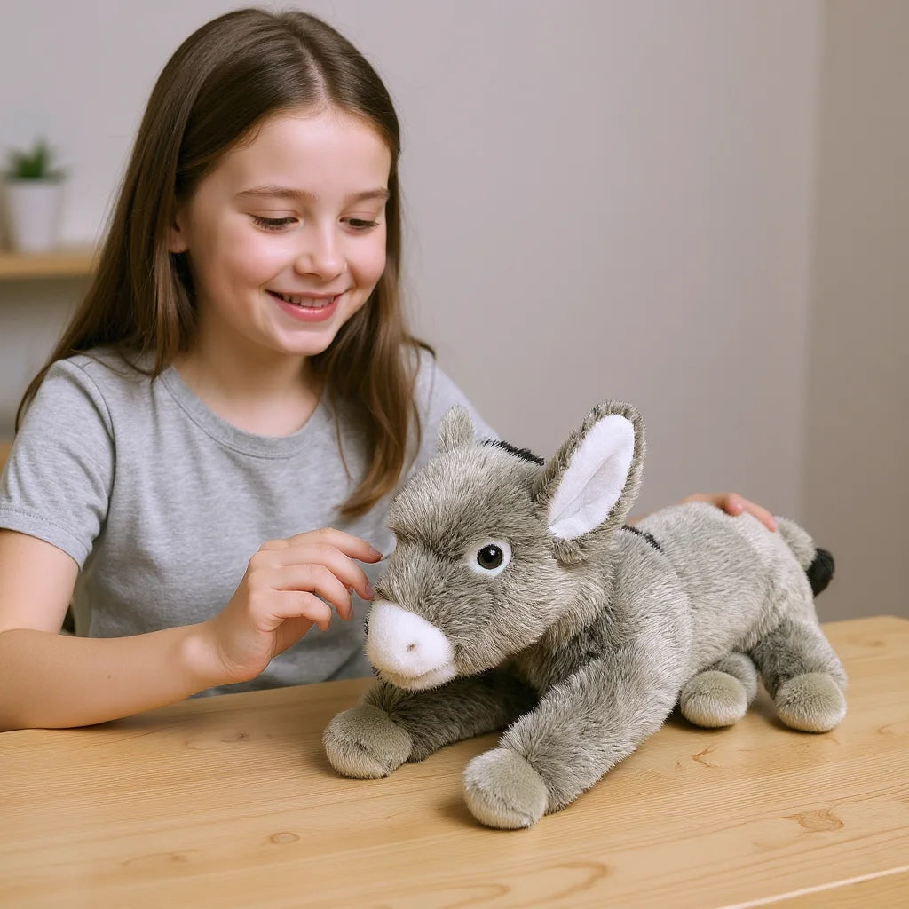 Oversized Gray Plush Lying Donkey