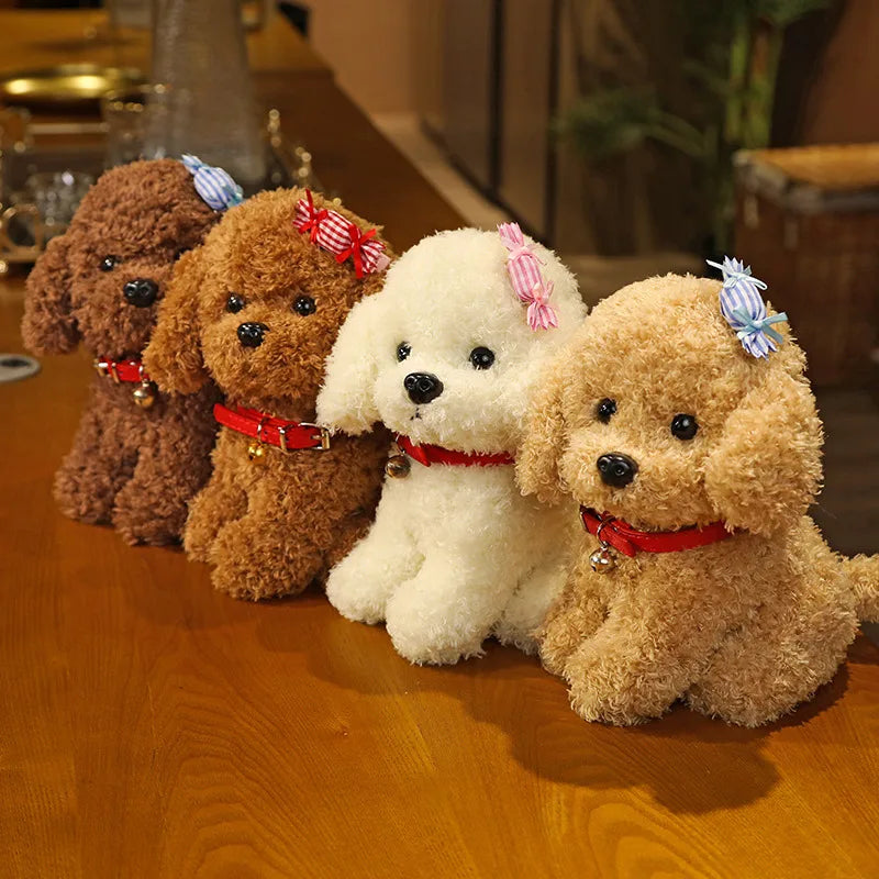 Adorable Curly Poodle Plush with Bell Collar