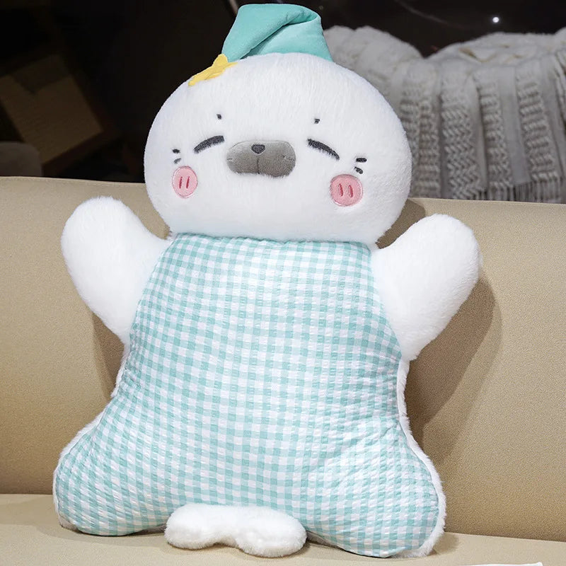 Adorable Elephant Plush Pillow with Gingham Body