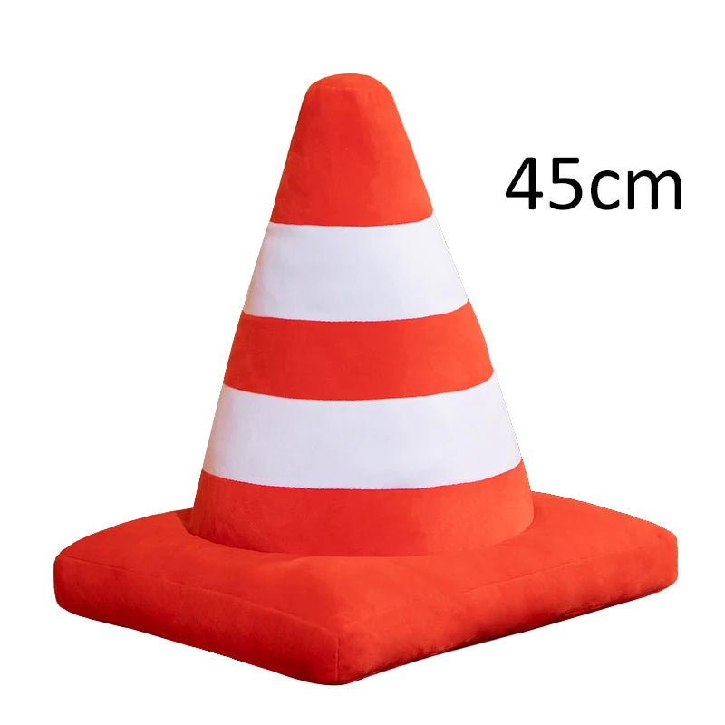 Fun Orange and White Traffic Cone Plush Pillow