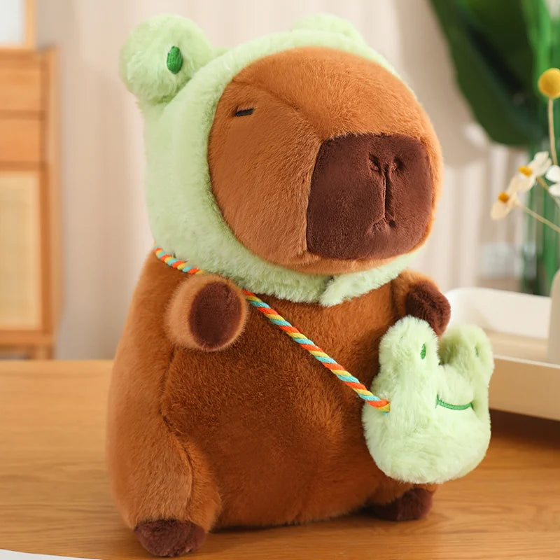 Adorable Capybara Plush with Animal Hood and Bag