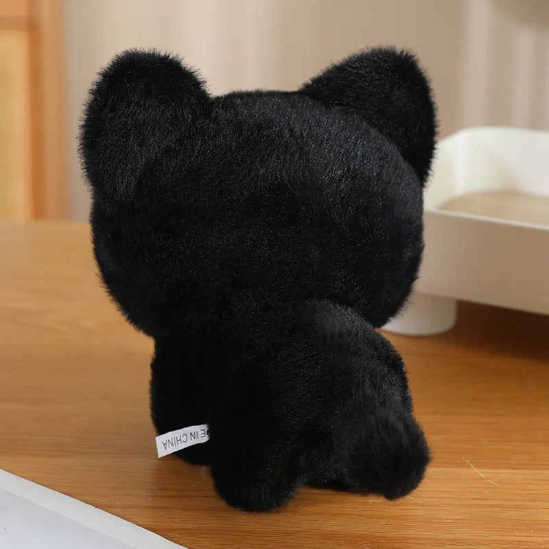 Adorable Black Cat Plush with Yellow Eyes