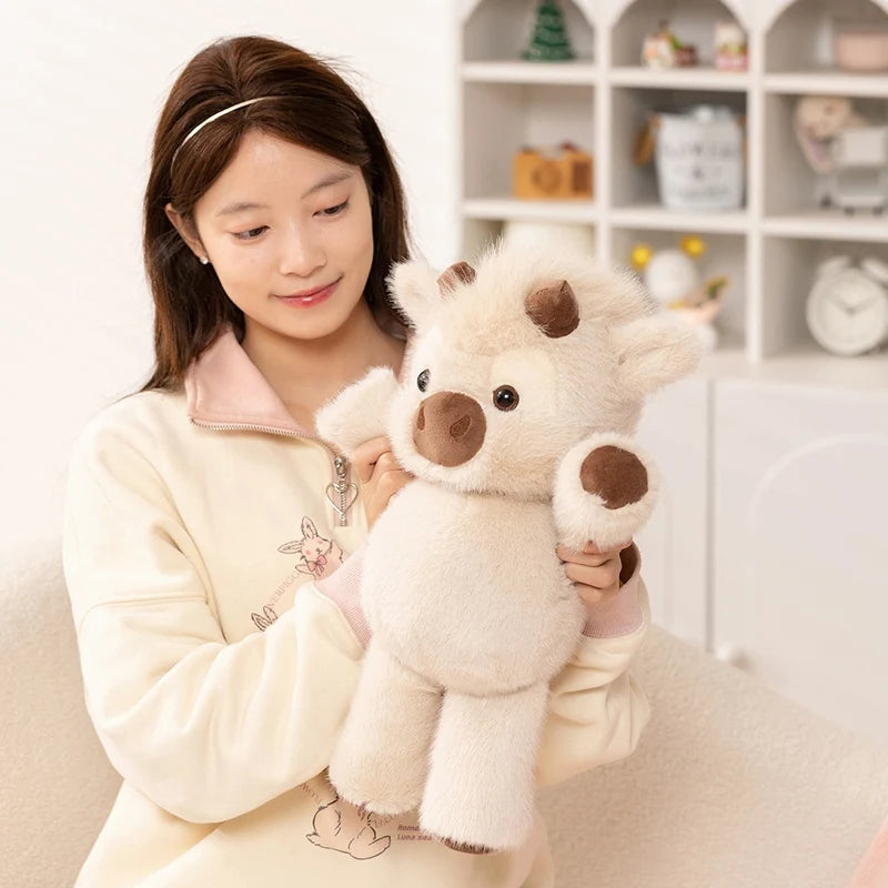 Adorable Cream Fluffy Calf Plush