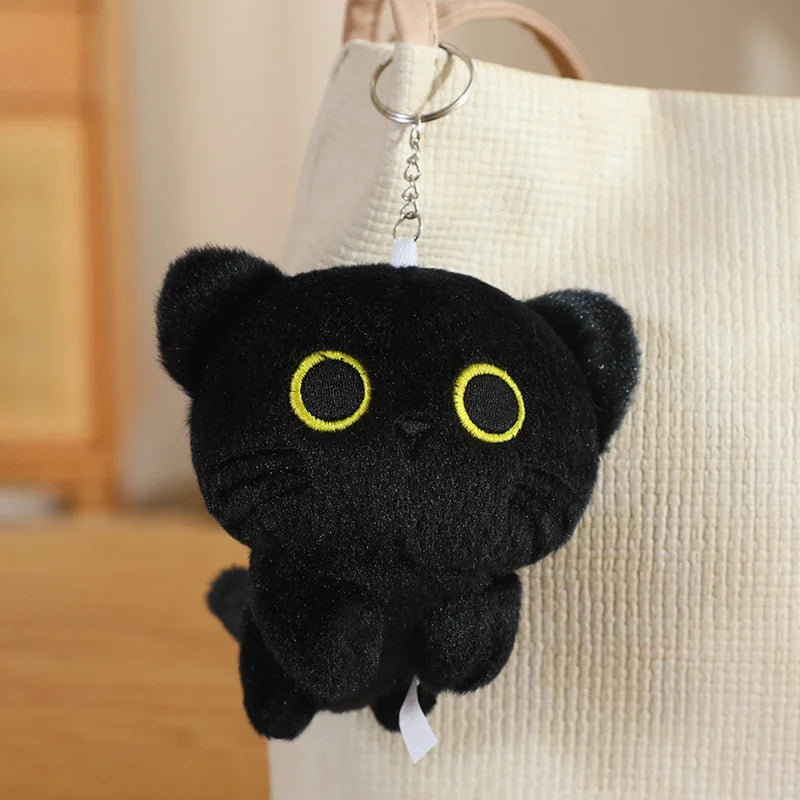 Adorable Black Cat Plush with Yellow Eyes