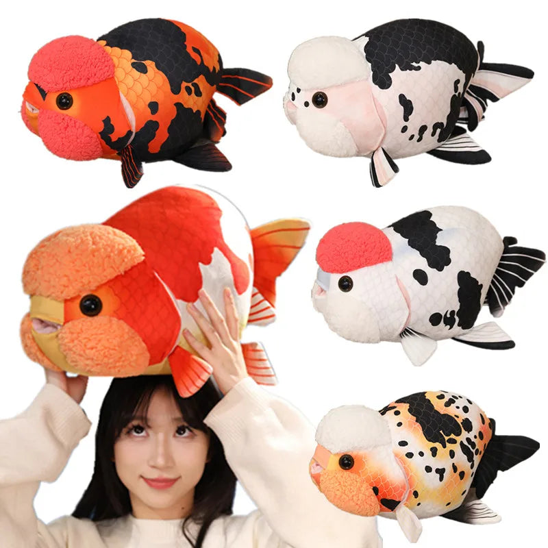 Chubby Oranda Goldfish Plush with Textured Wen
