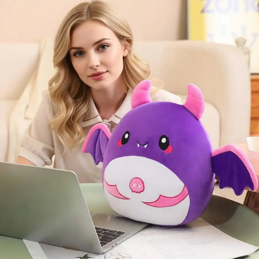 Squishy Purple Bat Plush Toy with Pink Wings