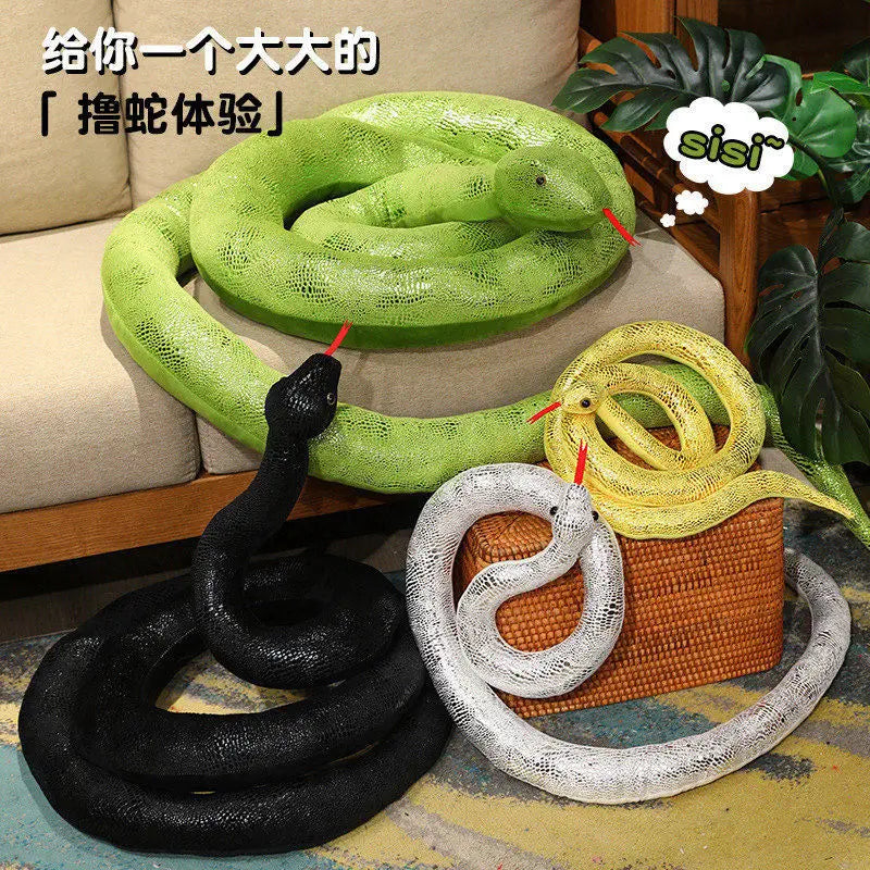 Black Scaled Snake Plush with Red Tongue