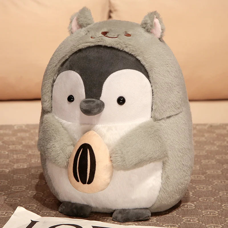 Adorable Grey Penguin Plush with Yellow Hat