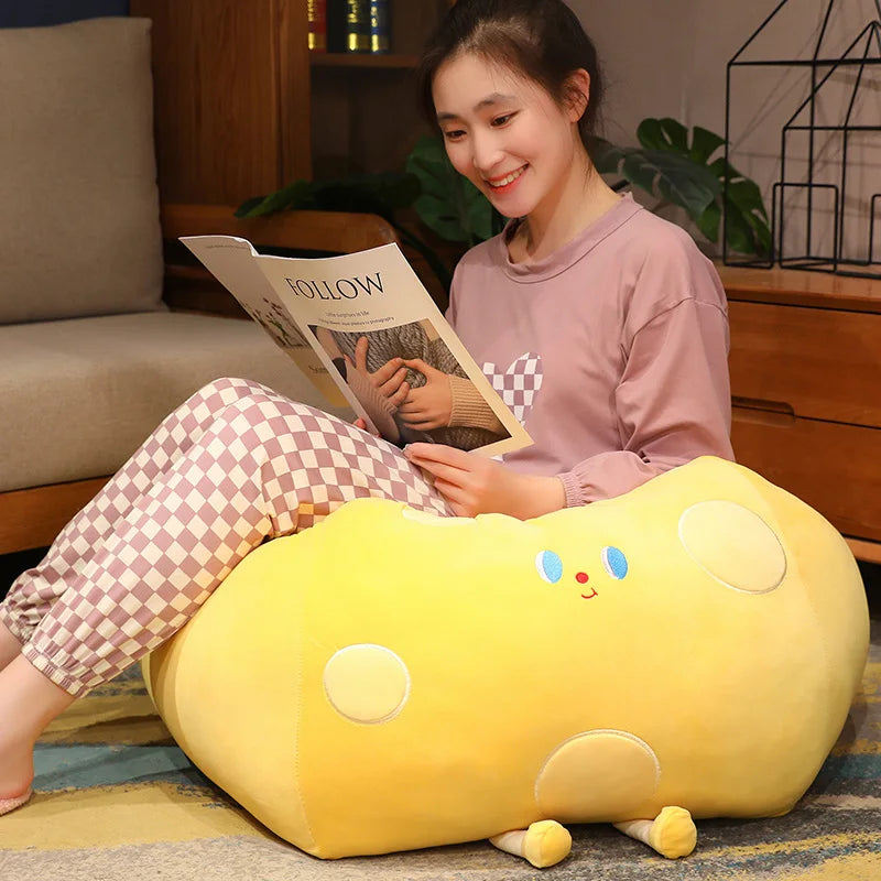 Adorable Yellow Cheese Block Plush Bean Bag
