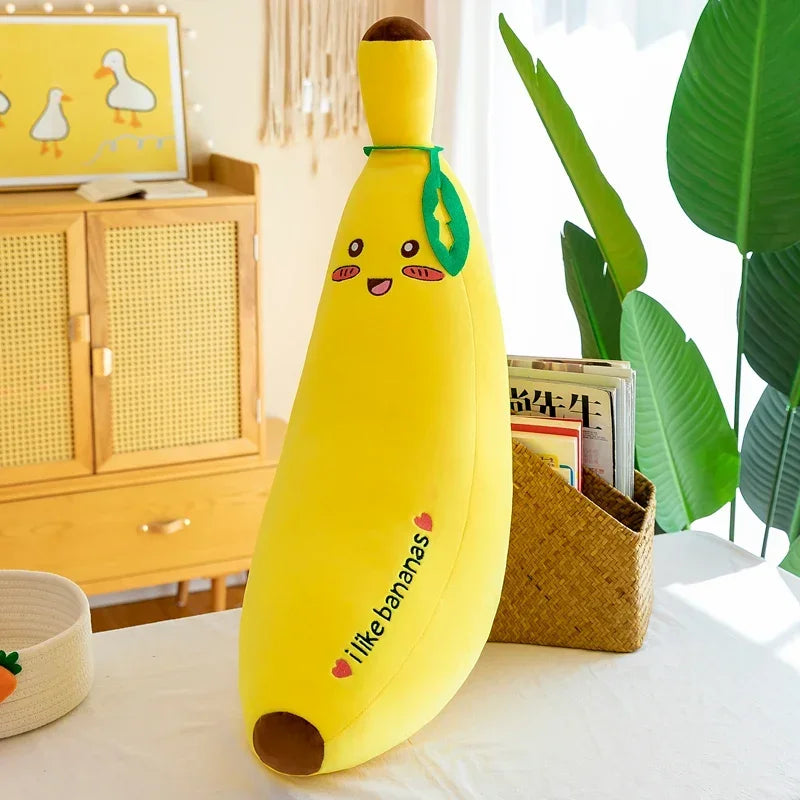 Bright Yellow Kawaii Banana Cuddle Pillow