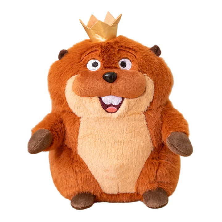 Cartoon Beaver Plush Pair with Crown