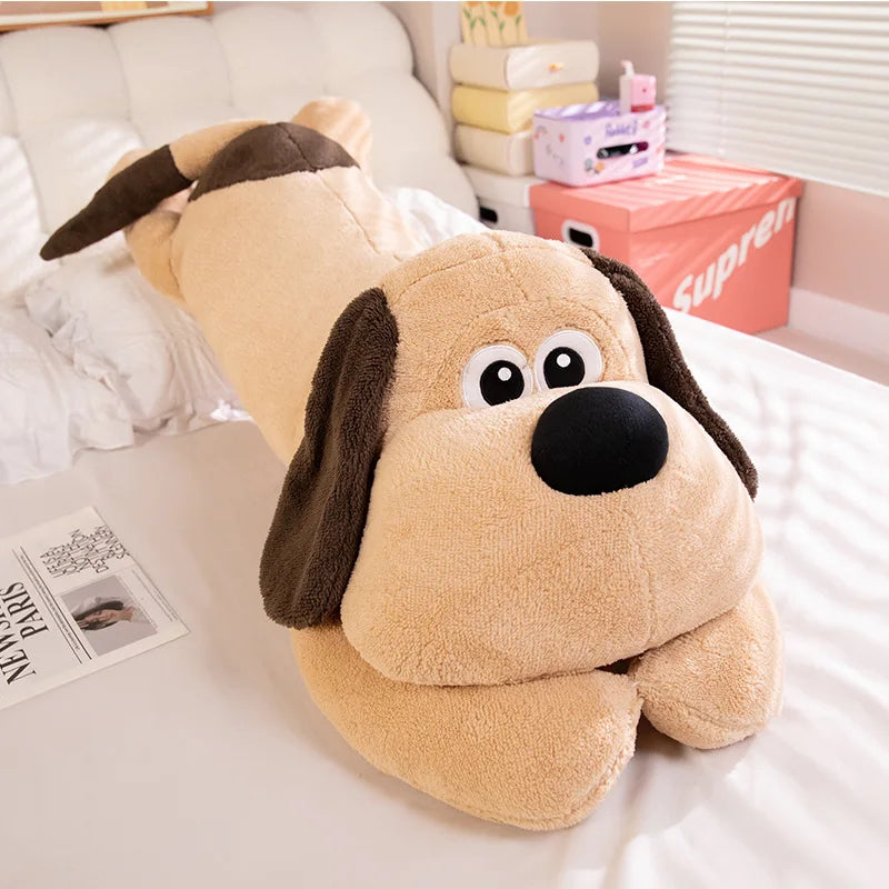 Cartoon Tan Long Plush Dog Pillow