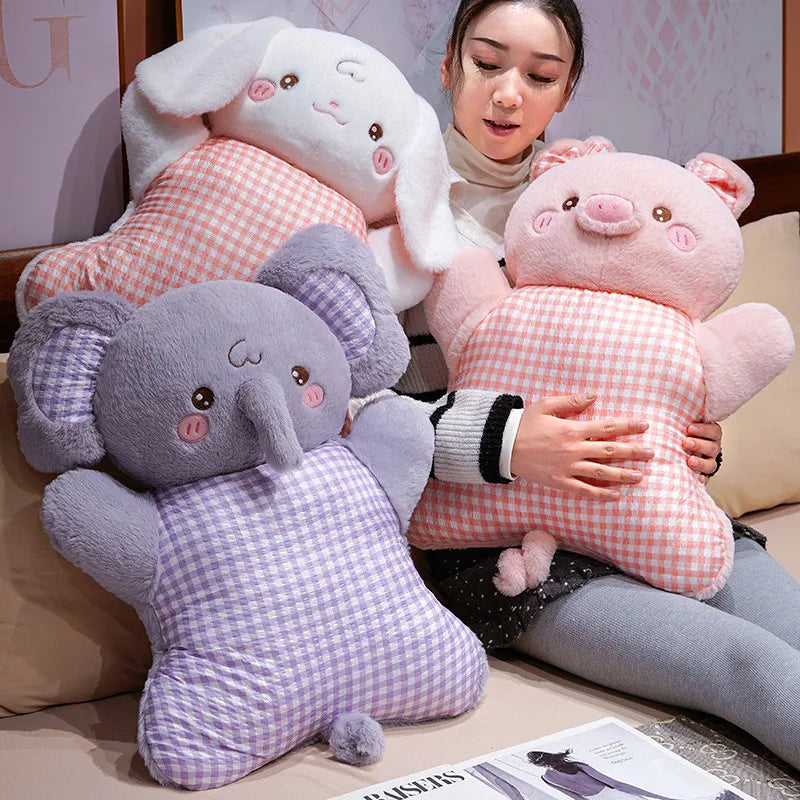 Adorable Elephant Plush Pillow with Gingham Body