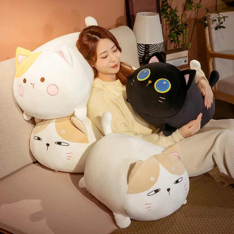 Chubby Cat Plush Pillow with Diverse Styles